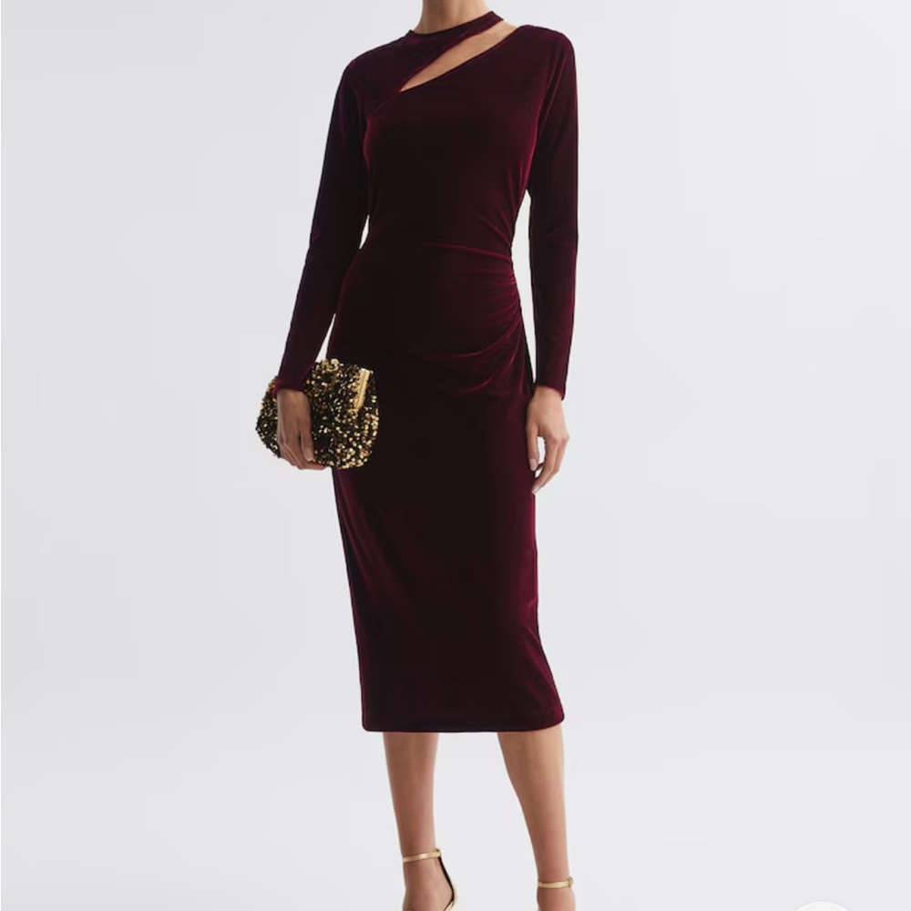 Reiss Burgundy Long Sleeve Dress